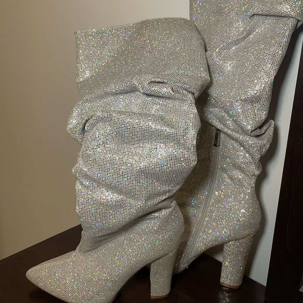 Knee high glitter boots